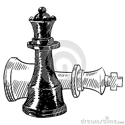 Chess pieces drawing Vector Illustration