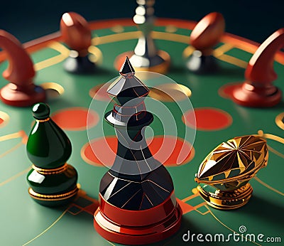 chess pieces, strategy planing concept. created with Generative AI technology Stock Photo