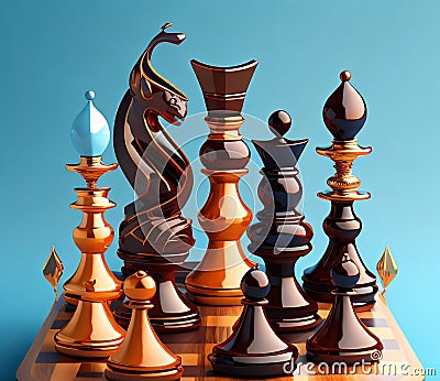 chess pieces, strategy planing concept. created with Generative AI technology Stock Photo