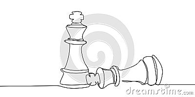 Chess player bearing down the opponent. Continuous one line drawing vector illustration Vector Illustration