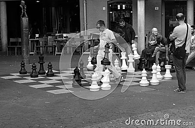 Chess Players On An Amsterdam Street Editorial Stock Photo