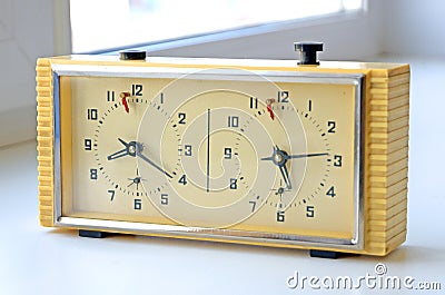 Chess retro clock. Produced in the Soviet Union USSR. Such hours were used by many Soviet chess players. Stock Photo