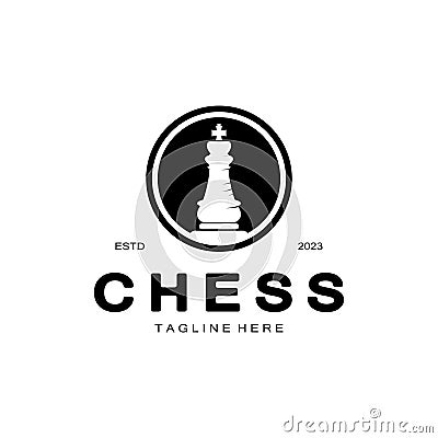 Chess strategy game logo with horse, king, pawn, minister and rook. Logo for chess tournament, chess team, chess championship, Vector Illustration
