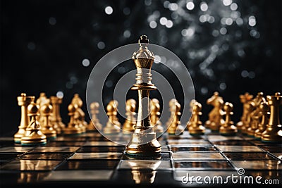 Chess strategy: golden king squares off with a silver opponent Stock Photo