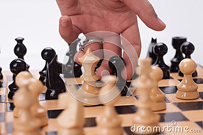 Chessboard and chess pieces Stock Photo