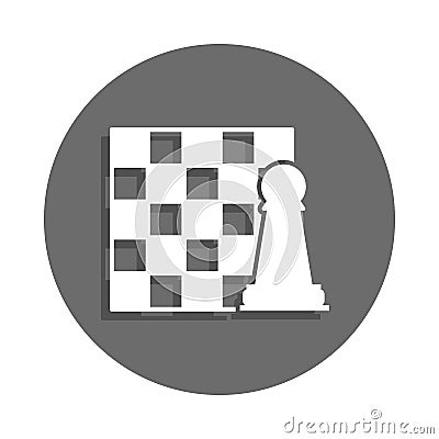chessboard and figure icon in badge style. One of chess collection icon can be used for UI, UX Stock Photo