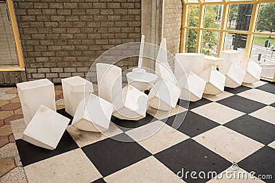 Chessboard on the floor Stock Photo