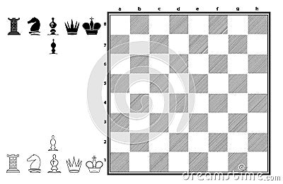 Chessboard with a set of Pieces Vector Illustration