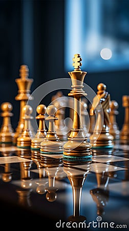 Chessboards side view symbolizes a strategic concept in the realm of business Stock Photo