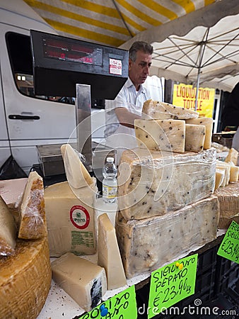 Chesse on market in briancon in the french alps of haute provence Editorial Stock Photo