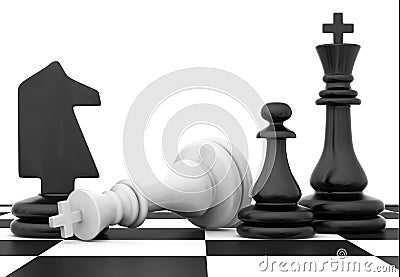 Chessmen stand on chessboard Stock Photo