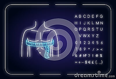 Chest circumference neon light icon Vector Illustration