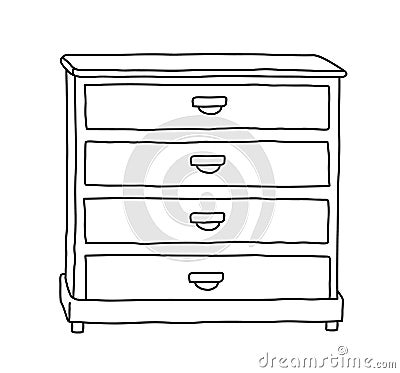 Chest of drawers doodle, hand drawn vector illustration of drawers table furniture Vector Illustration