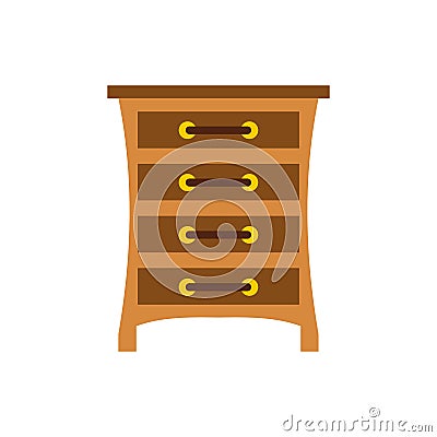 Chest of drawers icon, flat style Vector Illustration