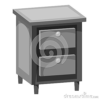 Chest of drawers icon, gray monochrome style Vector Illustration