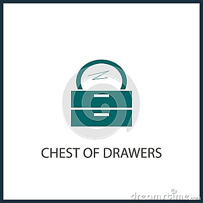 Chest of drawers with mirror simple icon. commode icon Stock Photo