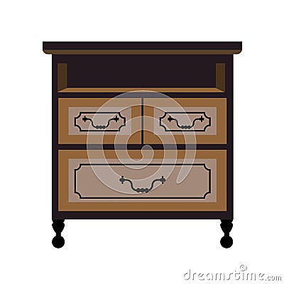 Chest of drawers retro furniture piece vector flat icon Vector Illustration