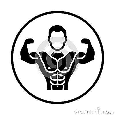 Chest, muscles, workout icon. Black vector graphics Vector Illustration