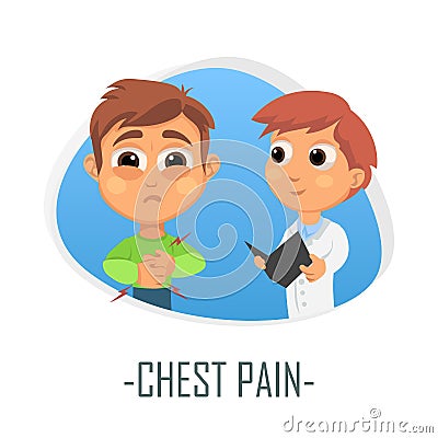 Chest pain medical concept. Vector illustration. Cartoon Illustration