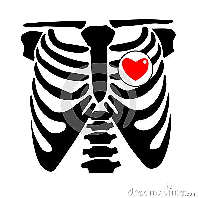 Chest rib vector skeleton heart bone illustration ray xray film Vector Illustration