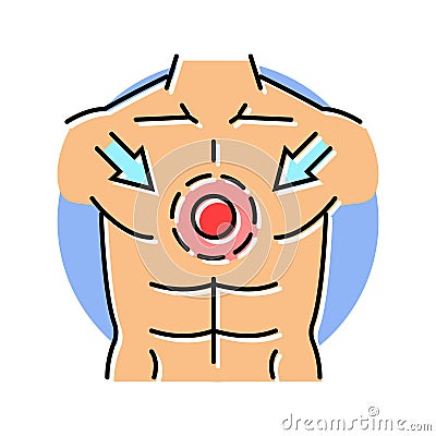 chest tightness disease symptom color icon vector illustration Cartoon Illustration