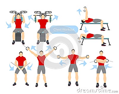 Chest workout set. Vector Illustration