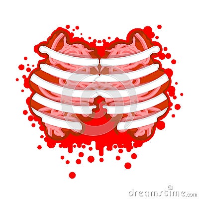 Chest wound. ribs and blood. vector illustration Vector Illustration