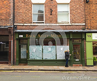 CHESTER, ENGLAND - MARCH 8TH, 2019: Small local stores are closing down as Brexit starts to take effect in Chester Editorial Stock Photo