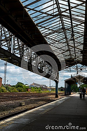 Chester Train Station Rails and Structure Stock Photo