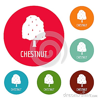 Chestnut tree icons circle set vector Vector Illustration