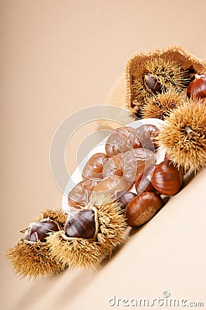 Chestnuts and marron glace Stock Photo