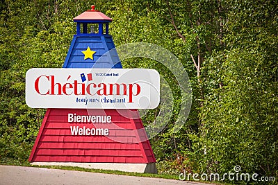 Cheticamp welcome sign Editorial Stock Photo