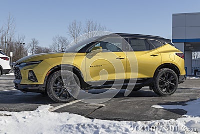 Chevrolet Blazer display in snow. Chevy is a division of GM and offers the Blazer in 2LT, 3LT and RS models Editorial Stock Photo