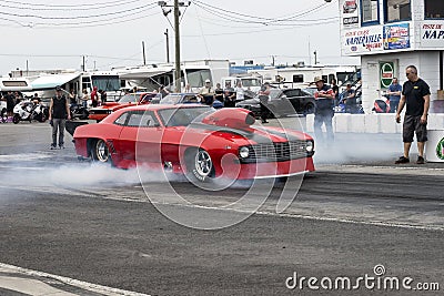 Chevrolet camaro in action at the starting line Editorial Stock Photo