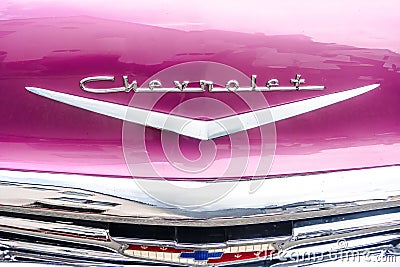 CHEVROLET Embleme on Pink Editorial Stock Photo