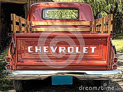 57 Chevrolet pick up truck rear view Editorial Stock Photo