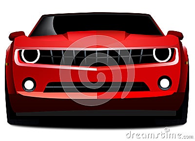 Chevrolet Red camaro sports car Cartoon Illustration