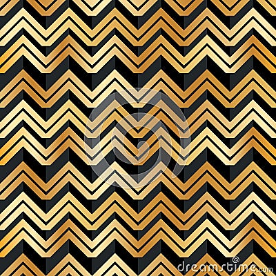 Chevron golden black stripe seamless pattern Vector Illustration