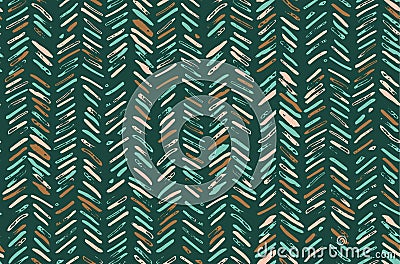 Chevron Herringbone Pattern in Forest Green, Mint and Browns Stock Photo