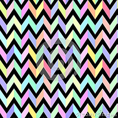 chevron pastel colorful pattern on black background seamless vector Vector Illustration