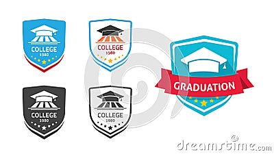 Chevron patch crest graduation ribbon for university college school emblem vector icon illustration graphic print, award stripe Vector Illustration