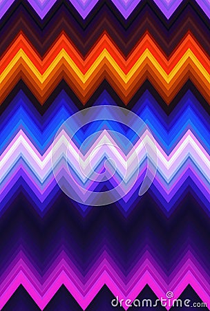 Chevron psychedelic multicolored colorful zigzag pattern abstract art background trends Stock Photo