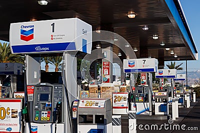 Chevron Retail Gas Station. Chevron traces its roots to the Standard Oil Corporation V Editorial Stock Photo