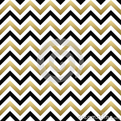 Chevron seamless pattern. Black, gold zigzag Vector Illustration