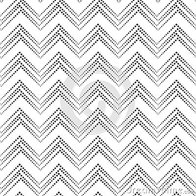 Chevron seamless pattern. Shevron dot halftone. Zigzag gradient patern. Black faded zig zag line on white background. Simple monoc Vector Illustration