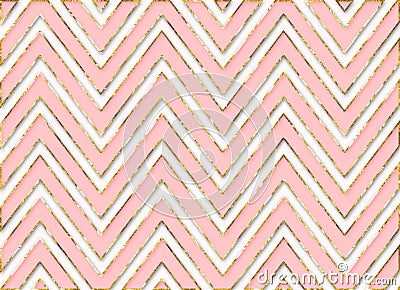 Chevron Stripes Background Pattern Pink Gold Stock Photo