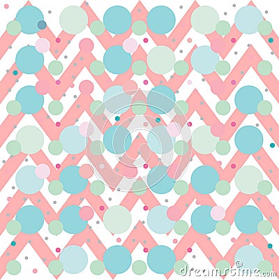 Chevron zig zag pink blue green seamless background pattern. Vector geometric polka dot stripes. Vector Illustration