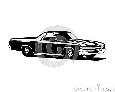 1970 Chevy camaro car logo silhouette isolated white background side view. Vector Illustration