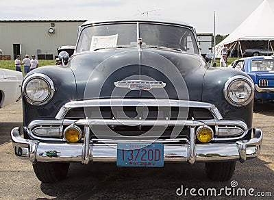 1952 Chevy DeLuxe Blue Front View Editorial Stock Photo