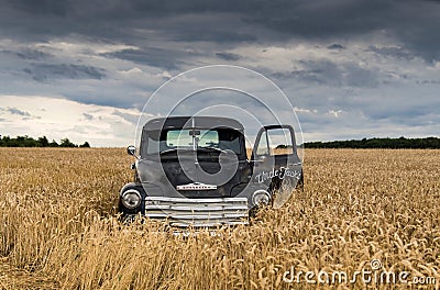 1949 chevy truck abandoned in a field Editorial Stock Photo